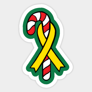 Candy cane awareness ribbon (Yellow) Sticker